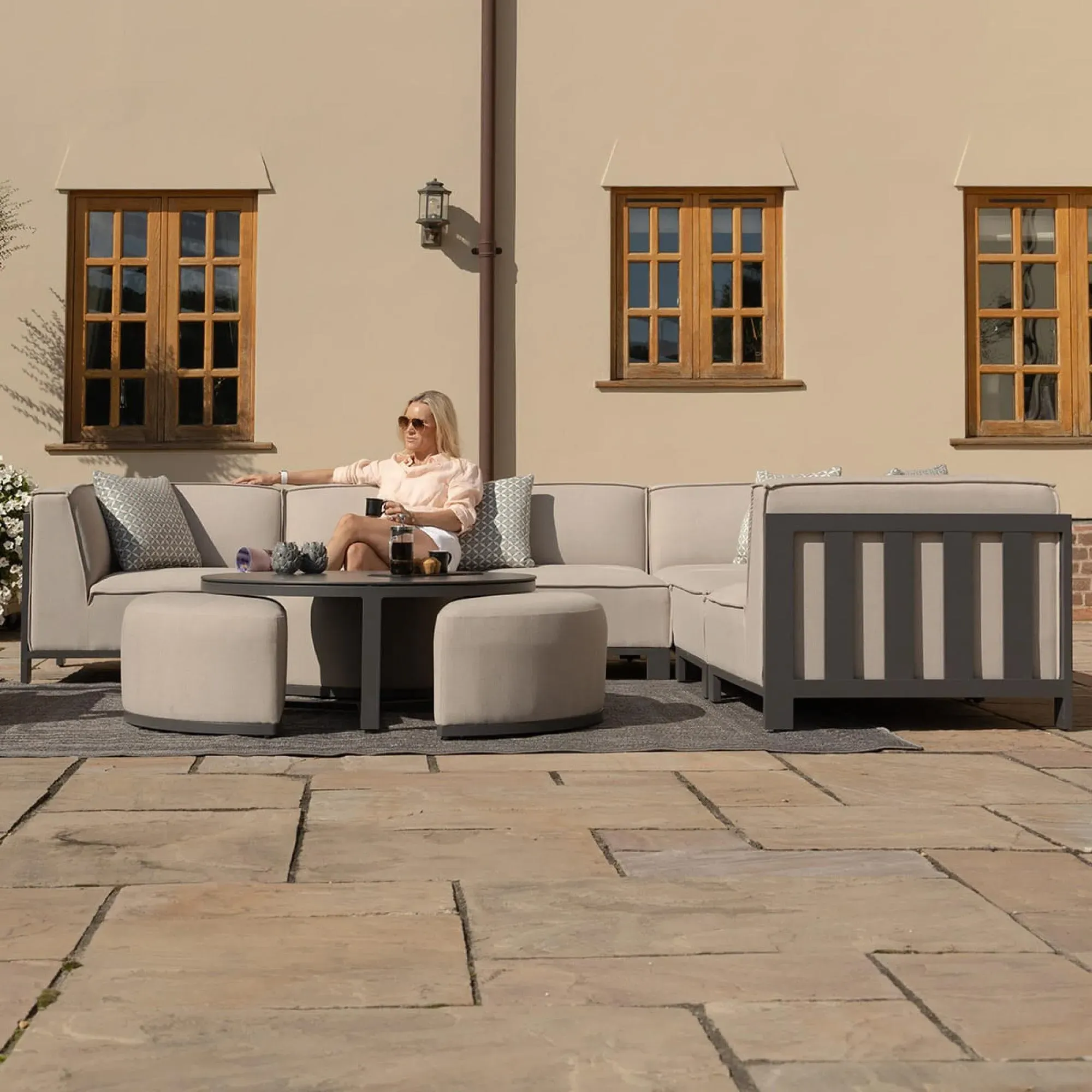 Ibiza Medium Corner Garden Sofa Set - Oatmeal
