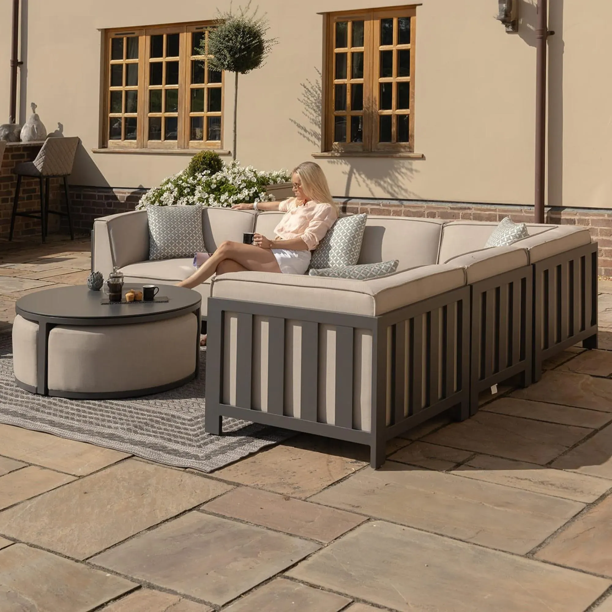 Ibiza Medium Corner Garden Sofa Set - Oatmeal