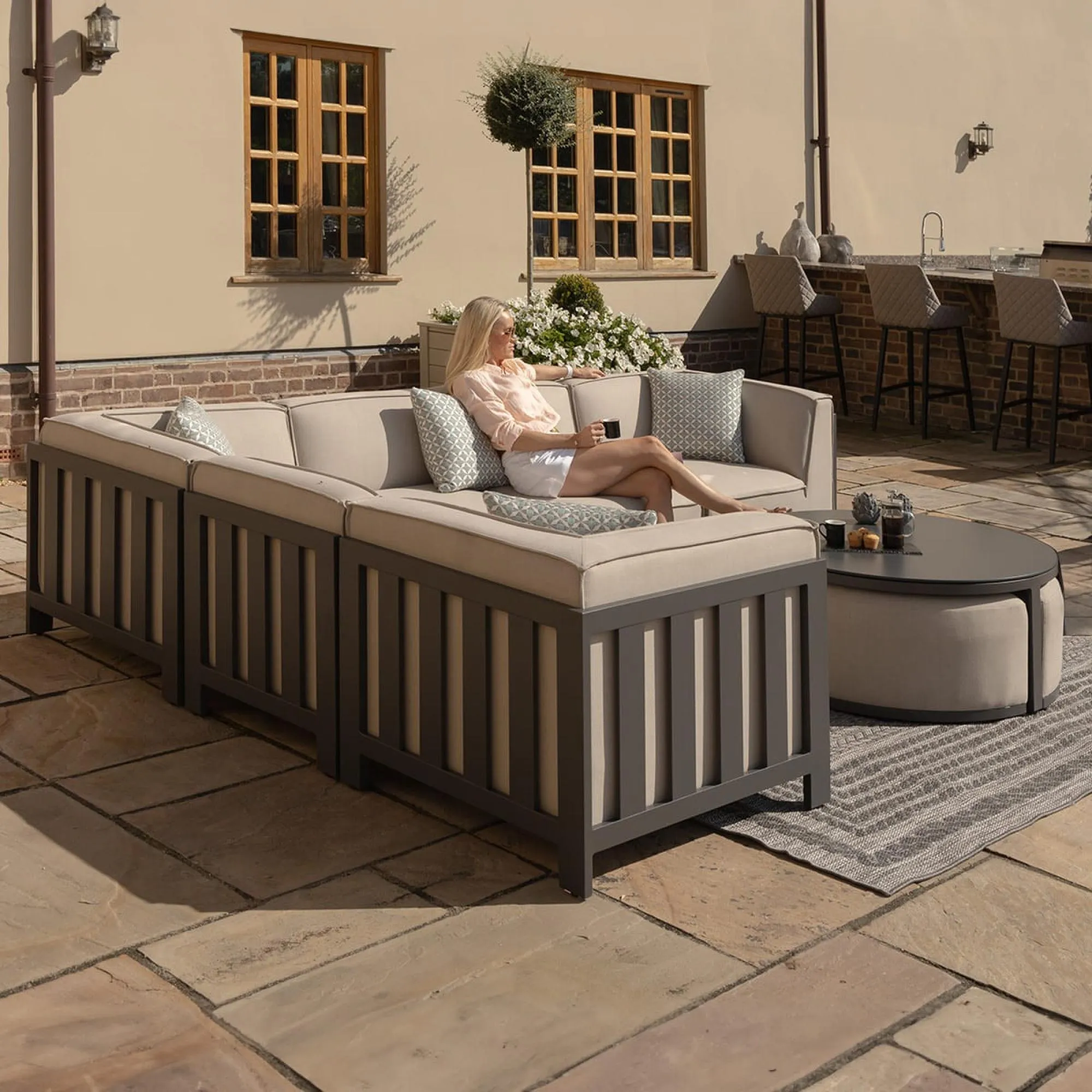 Ibiza Medium Corner Garden Sofa Set - Oatmeal