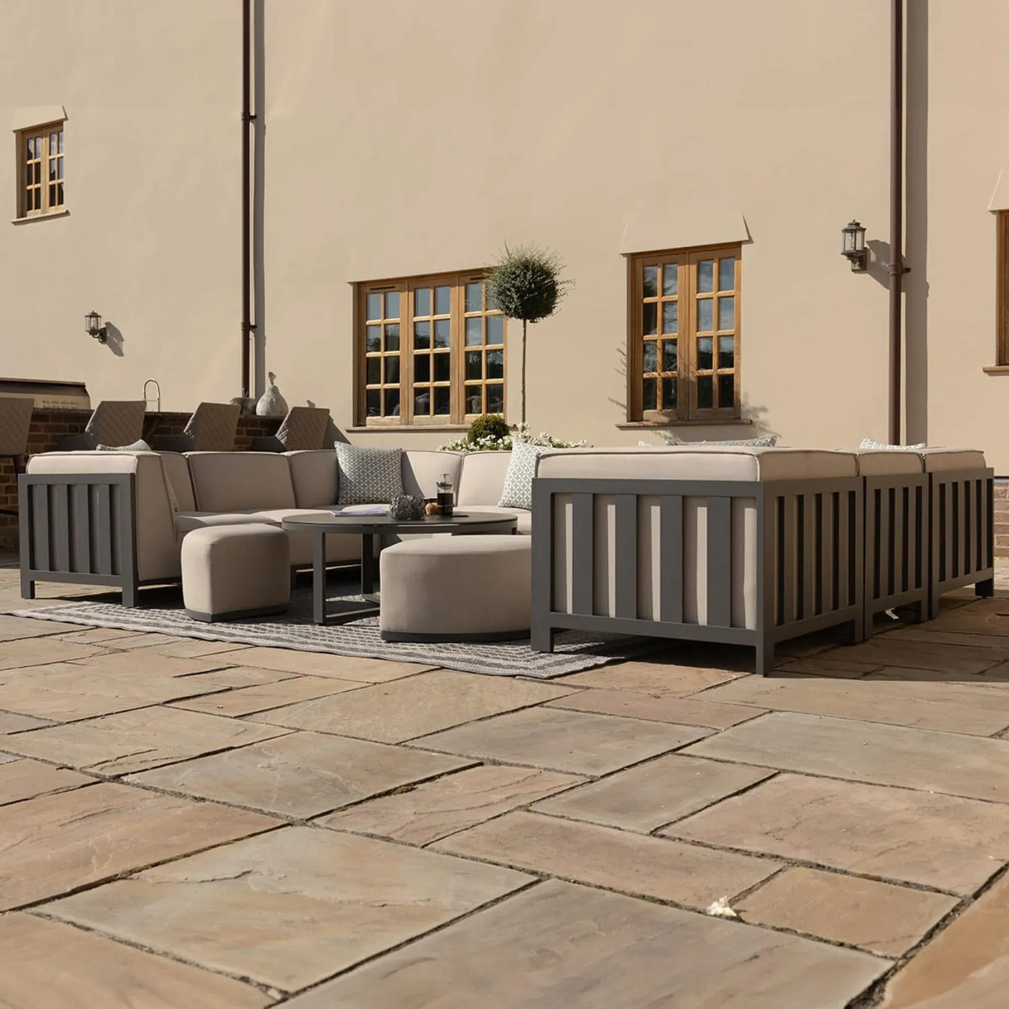 Ibiza U-Shape Garden Sofa Set - Oatmeal