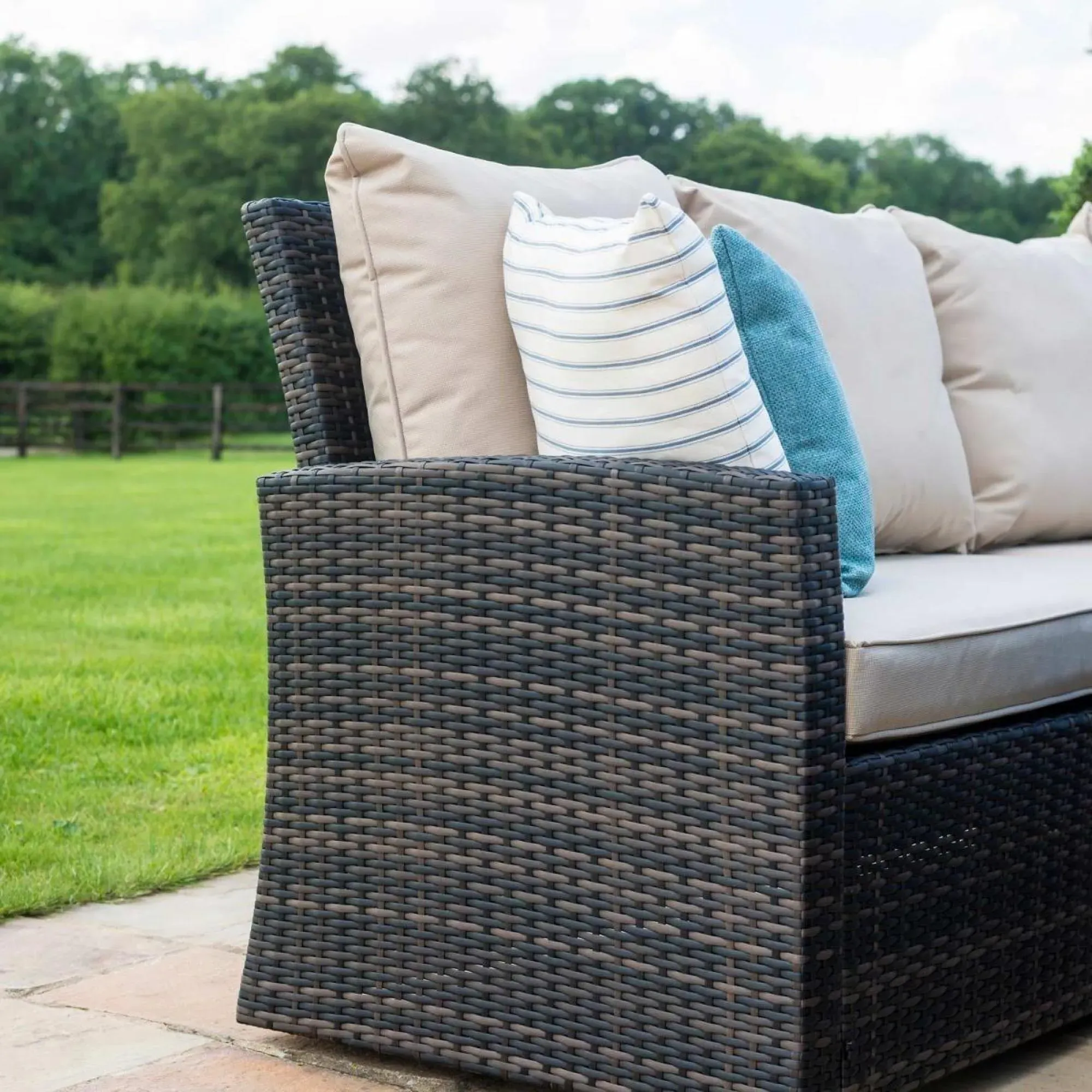 Kingston Square Corner Dining Set with Fire Pit Table - Brown