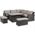 Kingston Square Corner Dining Set with Fire Pit Table - Brown