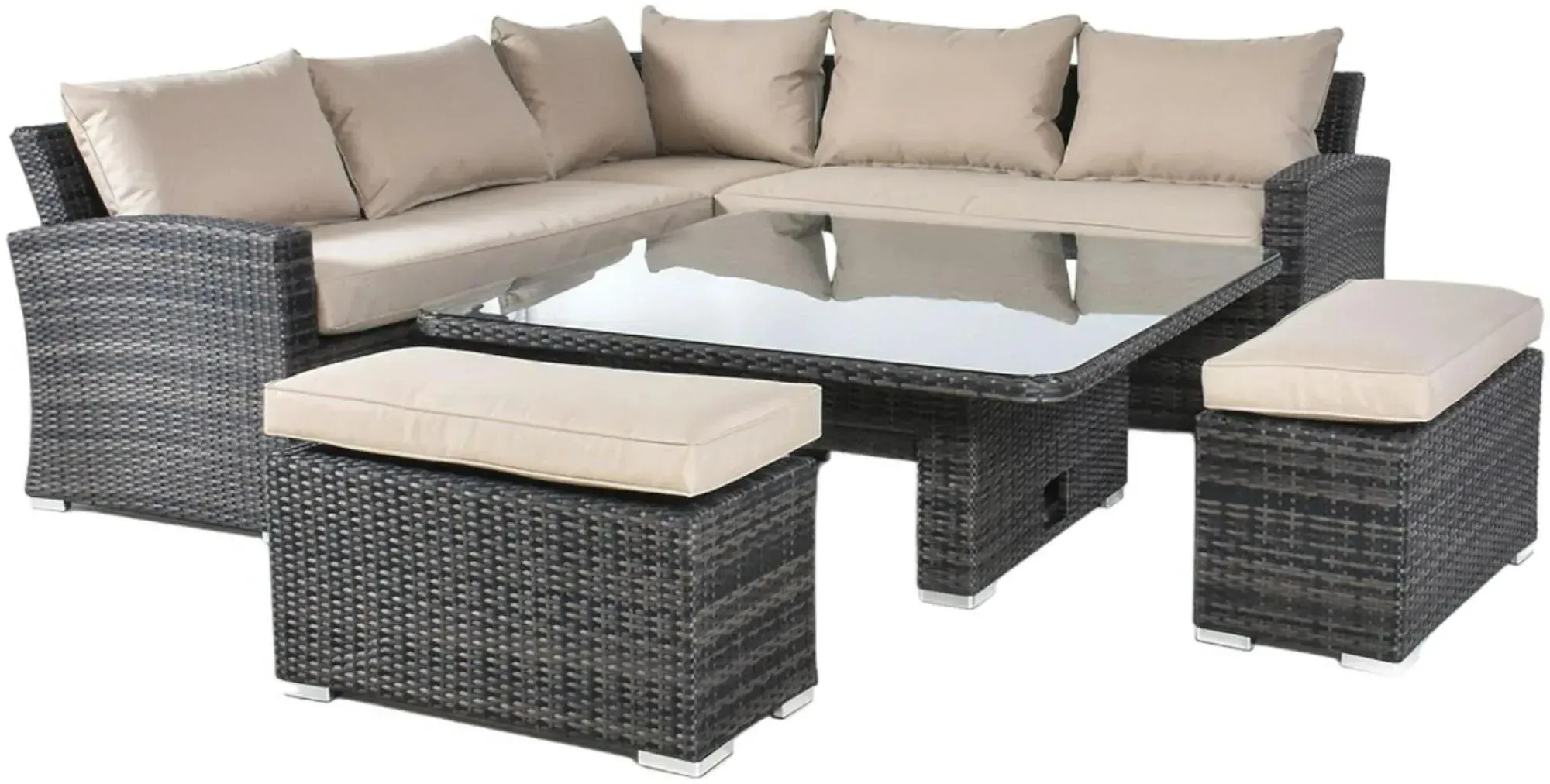 Kingston Square Corner Dining Set with Rising Table - Brown