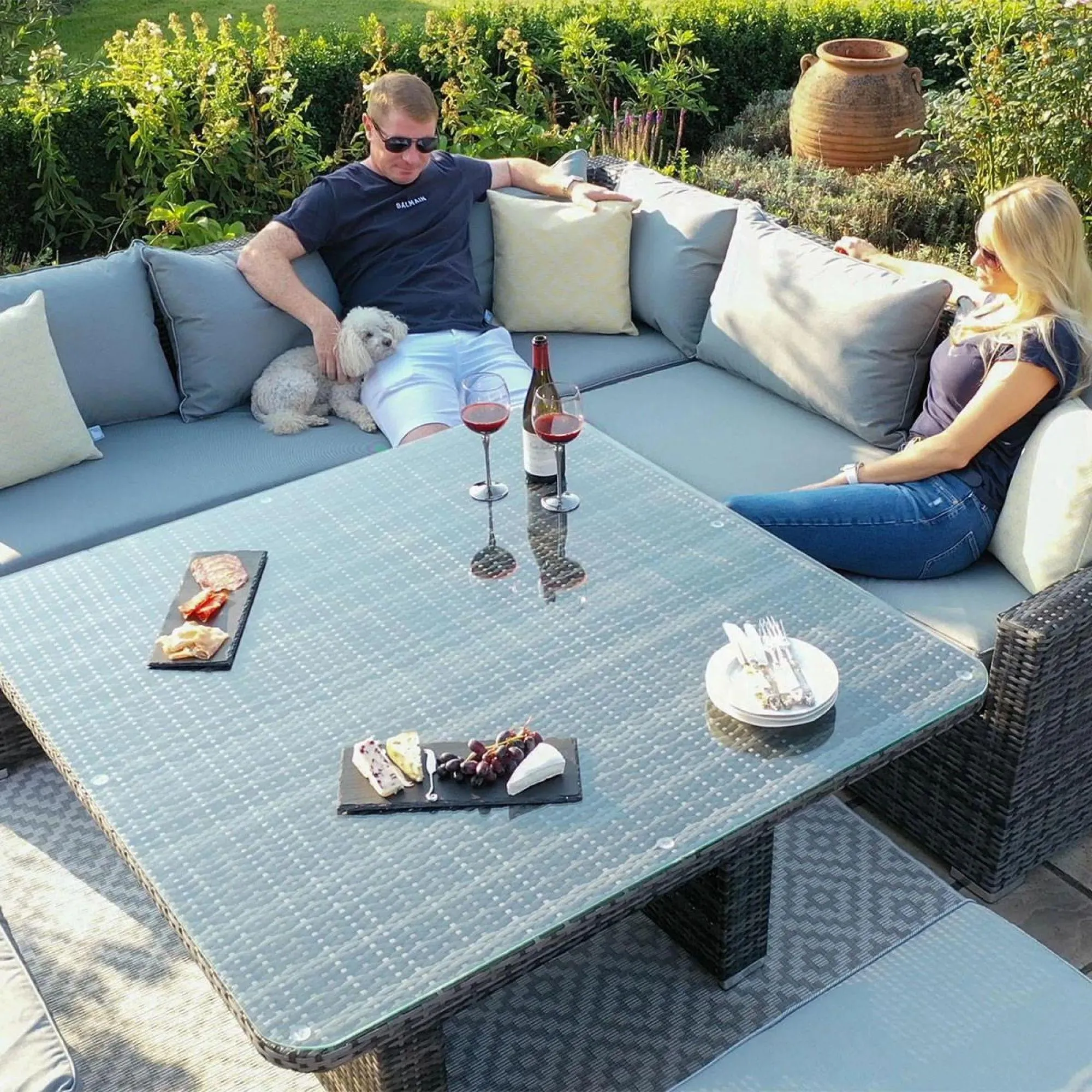 Kingston Square Corner Dining Set with Rising Table - Brown