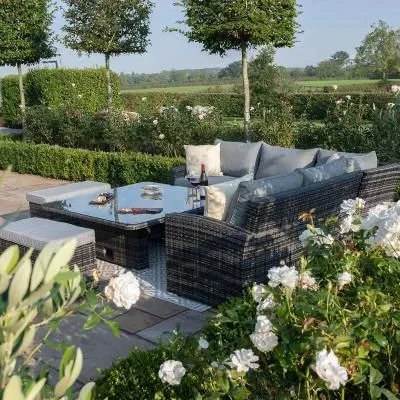 Kingston Square Corner Dining Set with Rising Table - Brown image