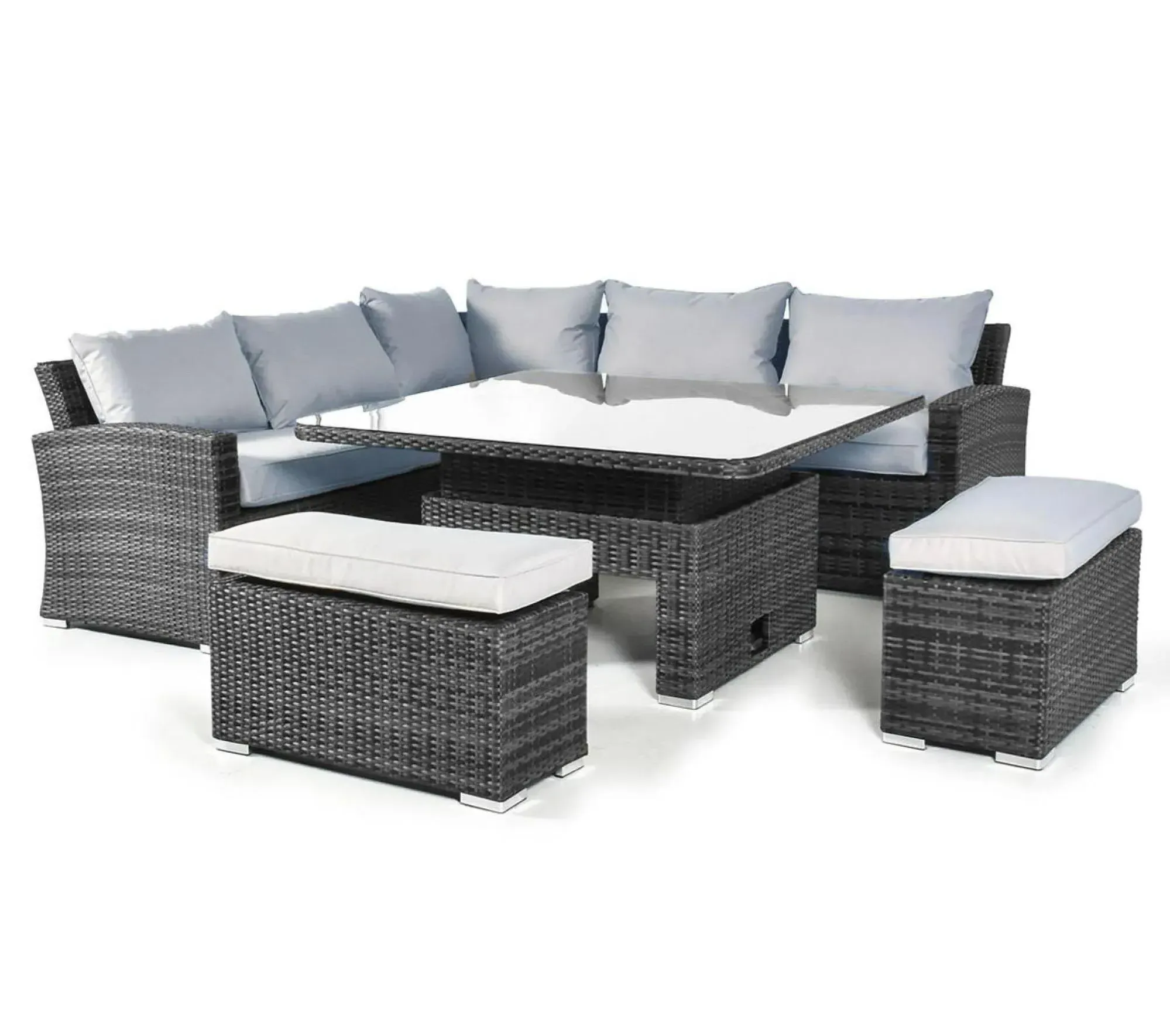 Kingston Square Corner Dining Set with Rising Table - Grey