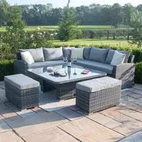 Kingston Square Corner Dining Set with Rising Table - Grey