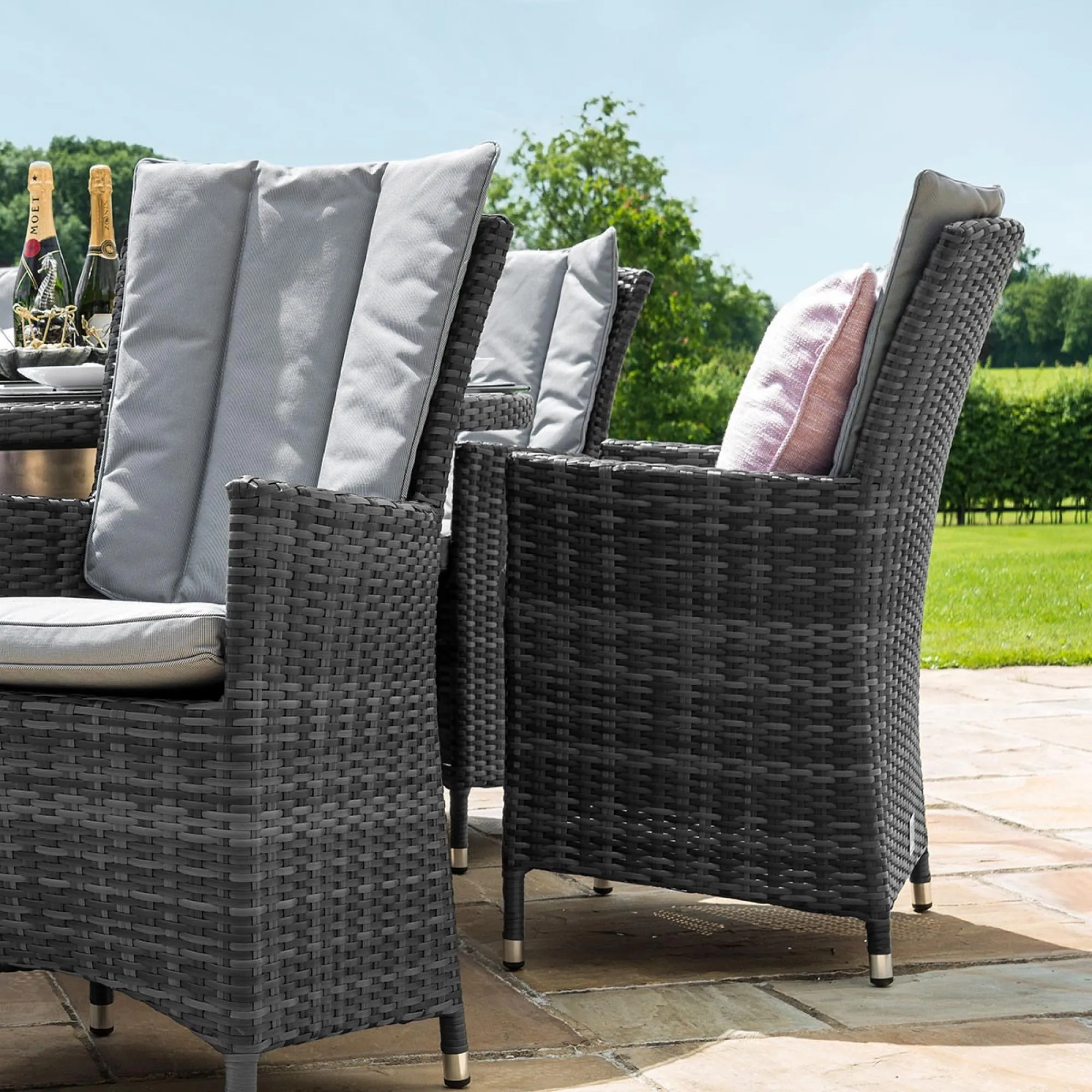 LA 6-Seater Dining Set with Ice Bucket - Grey, Rattan