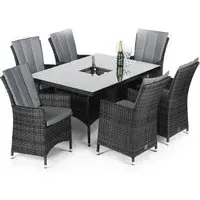 LA 6-Seater Dining Set with Ice Bucket - Grey, Rattan