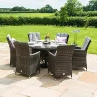 LA 6-Seater Round Dining Set with Ice Bucket - Grey, Rattan