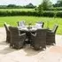 LA 6-Seater Round Dining Set with Ice Bucket - Grey, Rattan