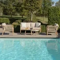 Martinique 2-Seater Garden Sofa Set - Light Brown