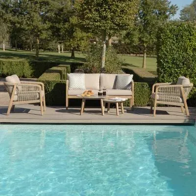 Martinique 2-Seater Garden Sofa Set - Light Brown