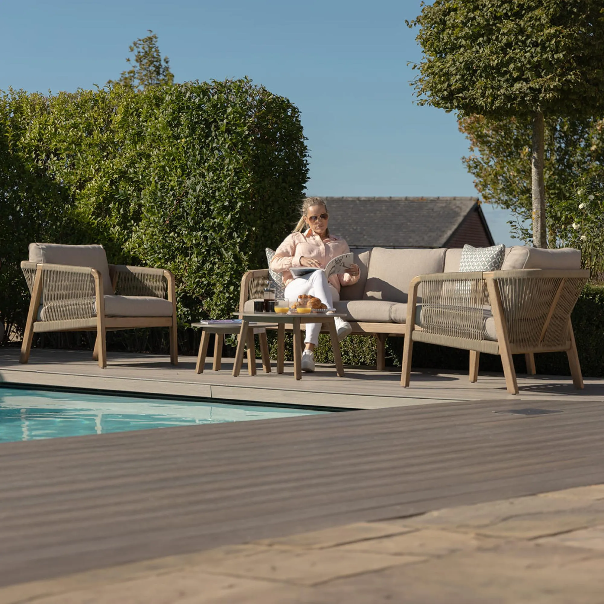 Martinique 3-Seater Garden Sofa Set - Light Brown