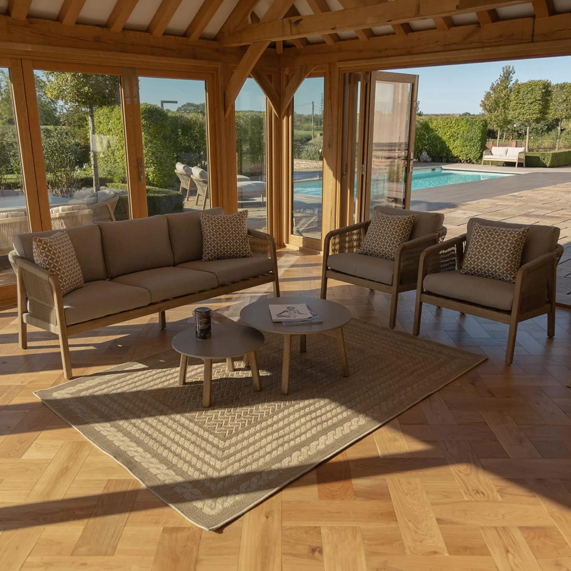 Martinique 3-Seater Garden Sofa Set - Light Brown