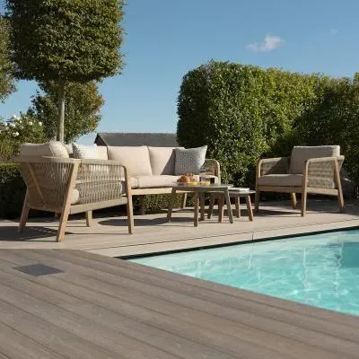 Martinique 3-Seater Garden Sofa Set - Light Brown