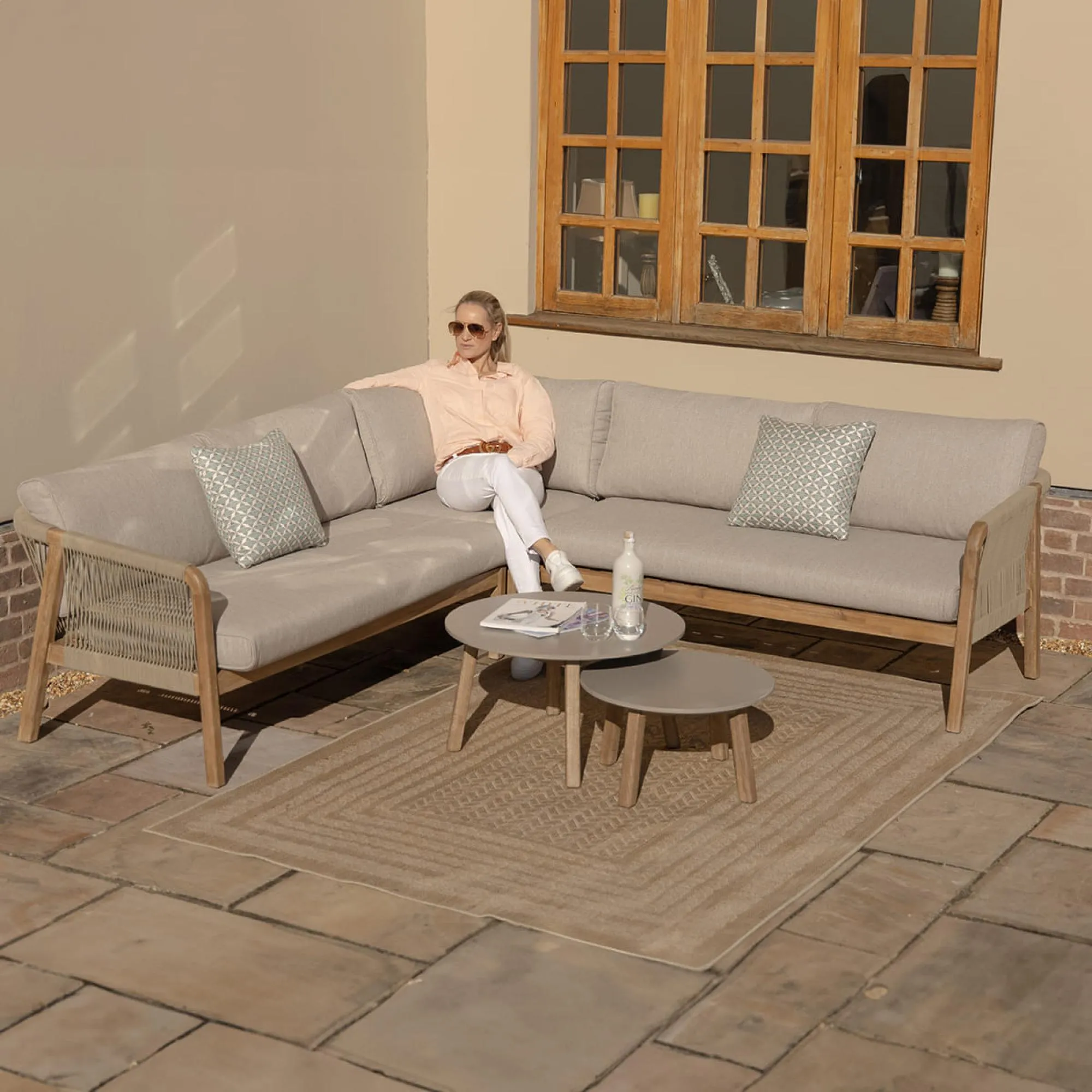 Martinique Corner Garden Sofa Set - Light Brown