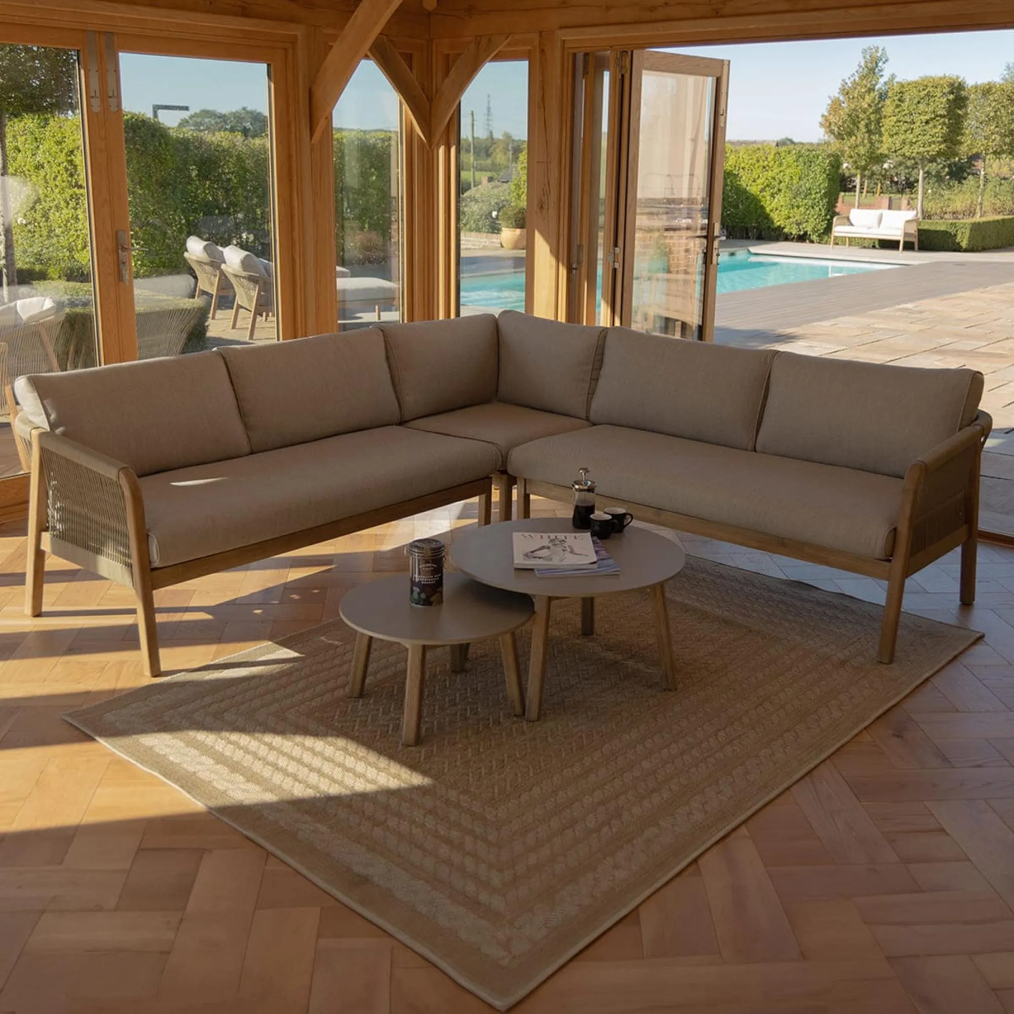 Martinique Corner Garden Sofa Set - Light Brown