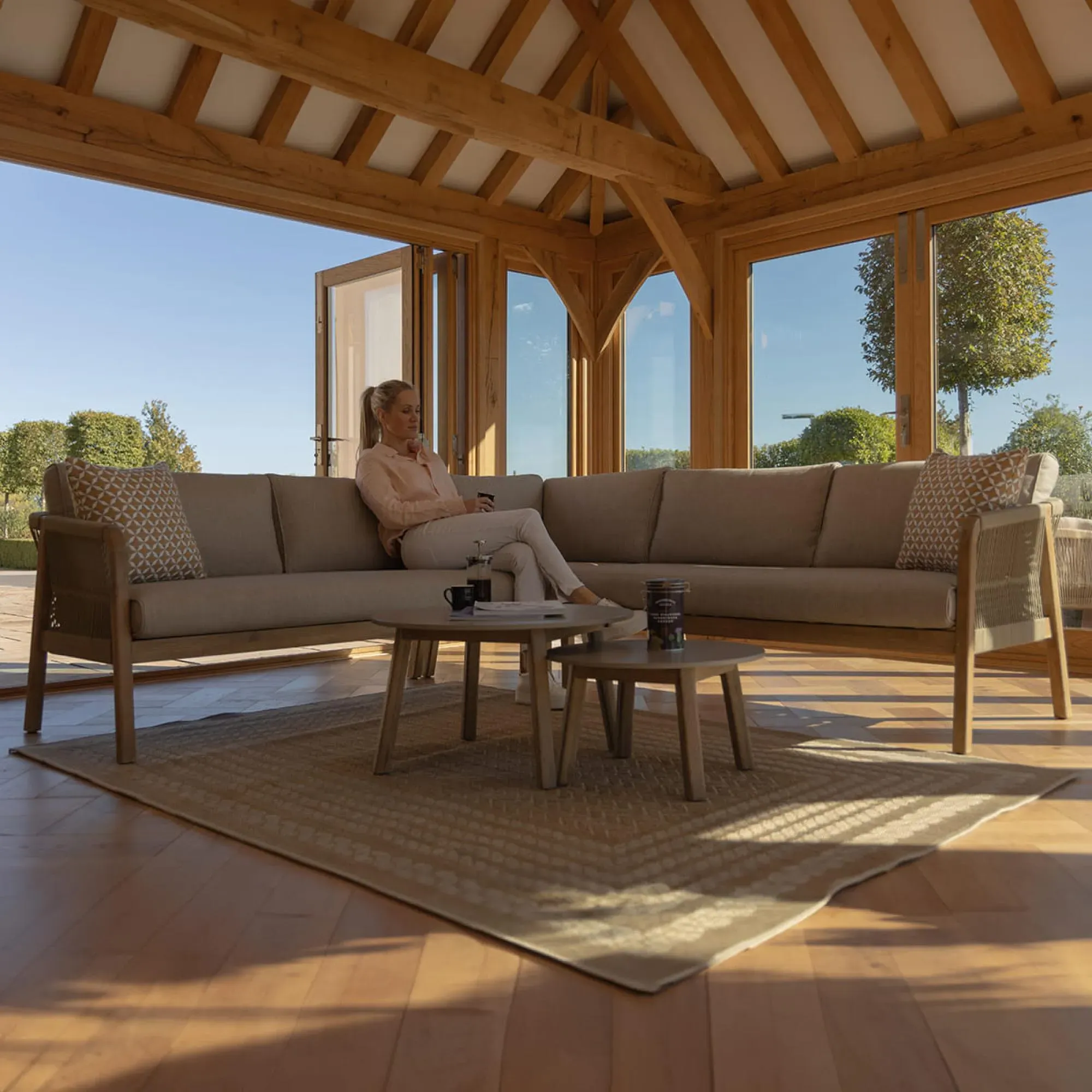 Martinique Corner Garden Sofa Set - Light Brown