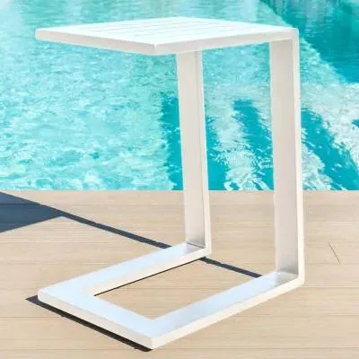Maze Garden Side Table - White, Aluminium