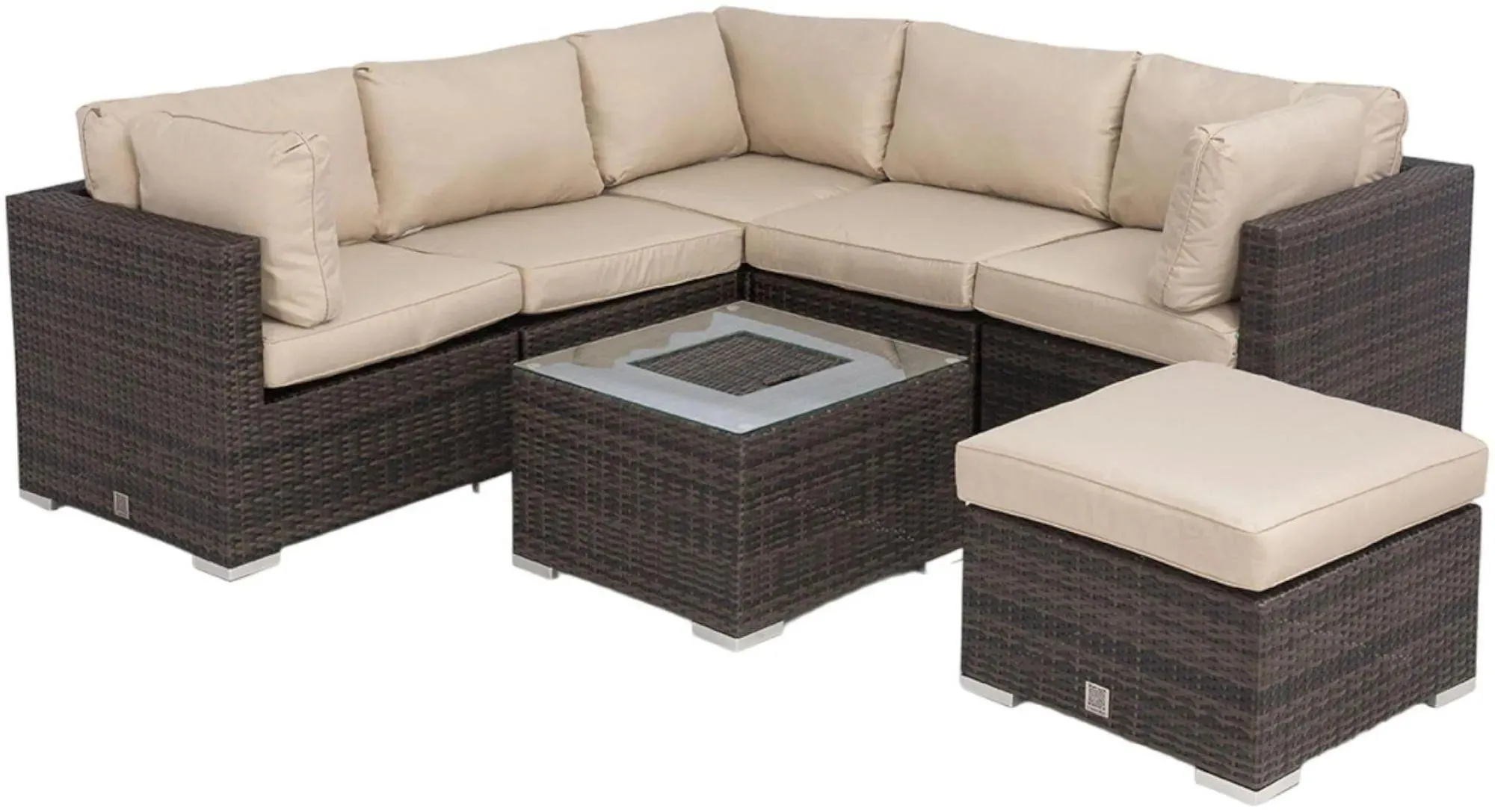 Maze London Corner Group Set with Ice Bucket Table - Brown, Rattan