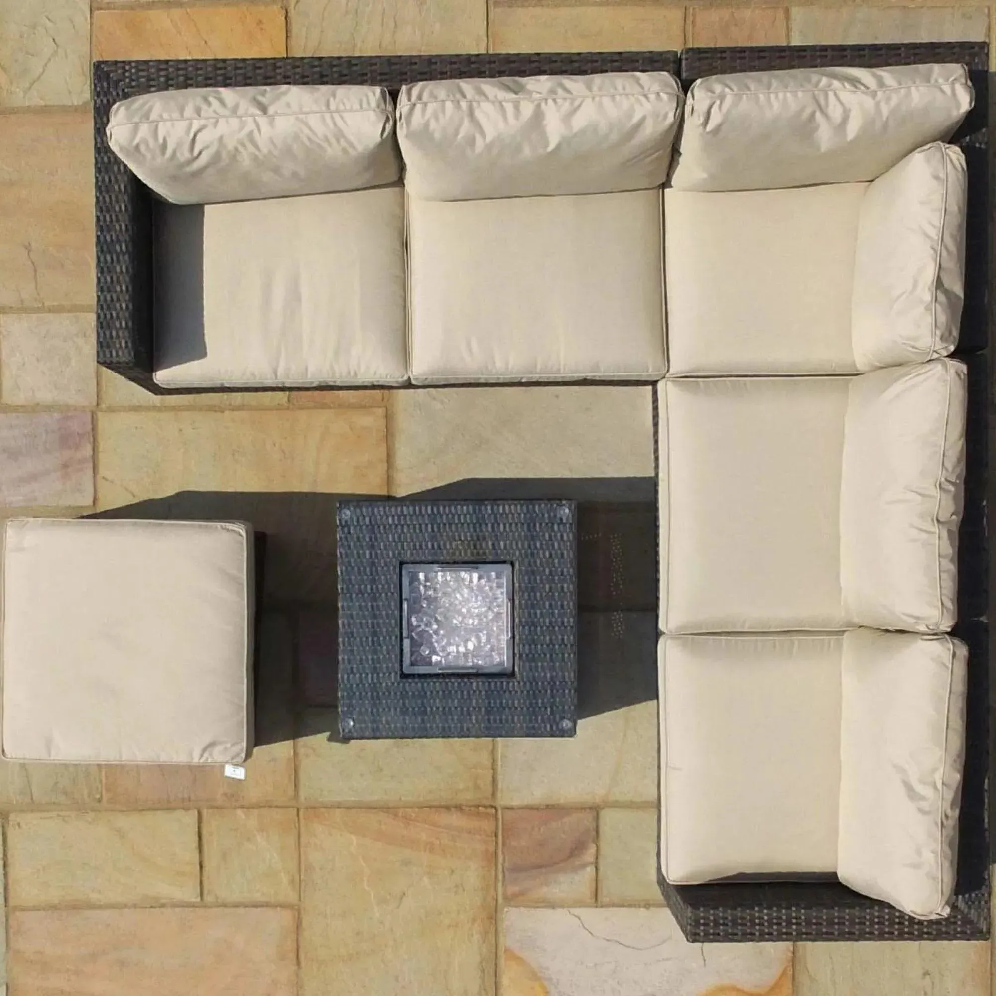 Maze London Corner Group Set with Ice Bucket Table - Brown, Rattan