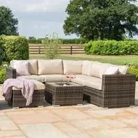 Maze London Corner Group Set with Ice Bucket Table - Brown, Rattan