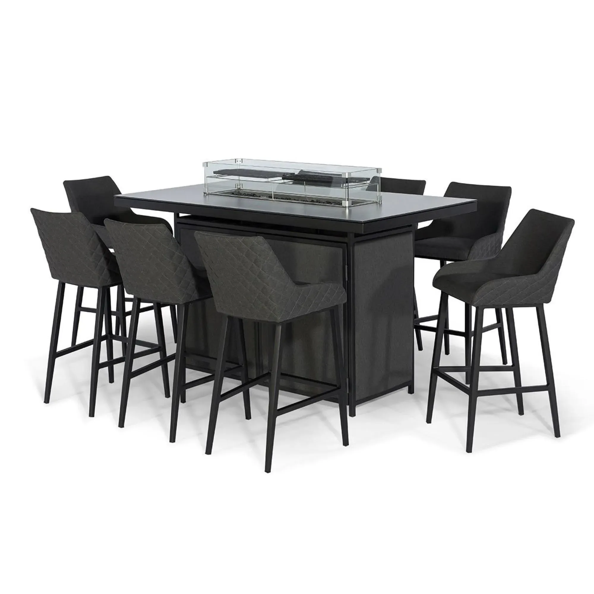 Maze Regal 8-Seater Fire Pit Garden Bar Set - Charcoal