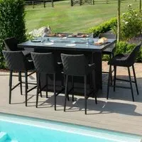 Maze Regal 8-Seater Fire Pit Garden Bar Set - Charcoal