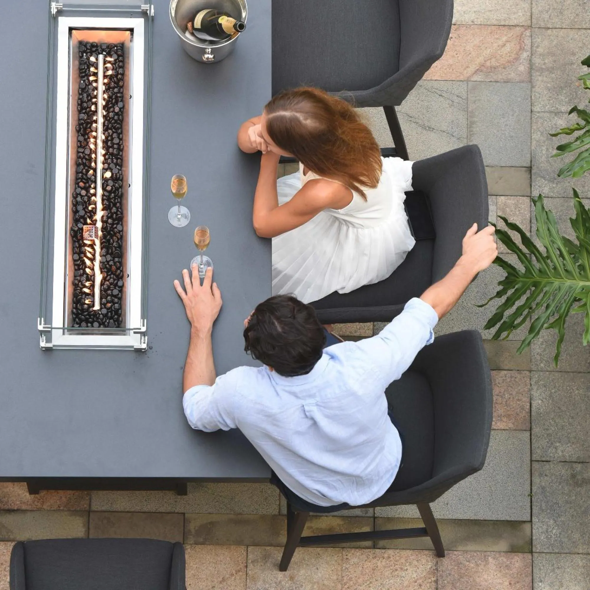 Maze Regal 8-Seater Fire Pit Garden Bar Set - Lead Chine