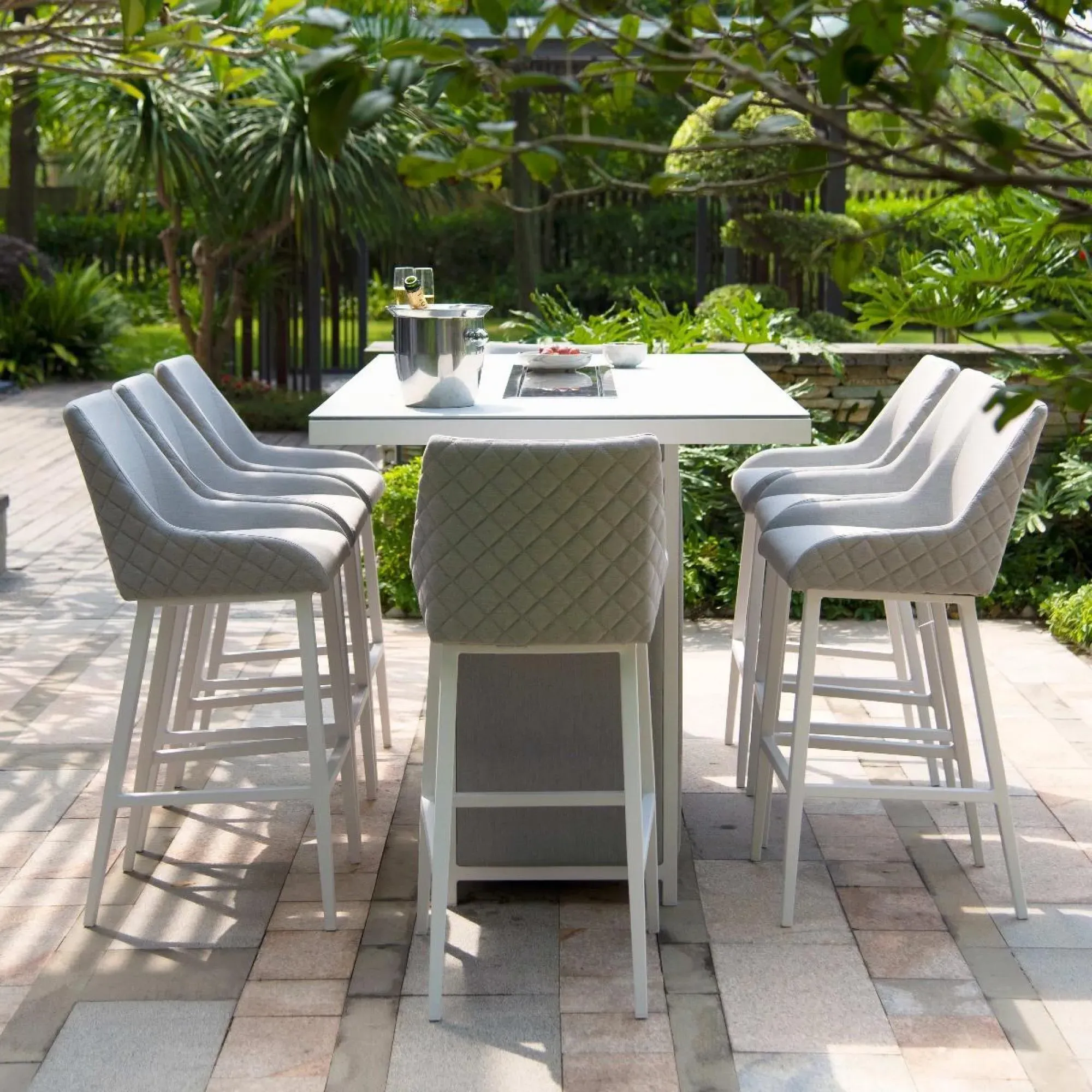 Maze Regal 8-Seater Fire Pit Garden Bar Set - Lead Chine