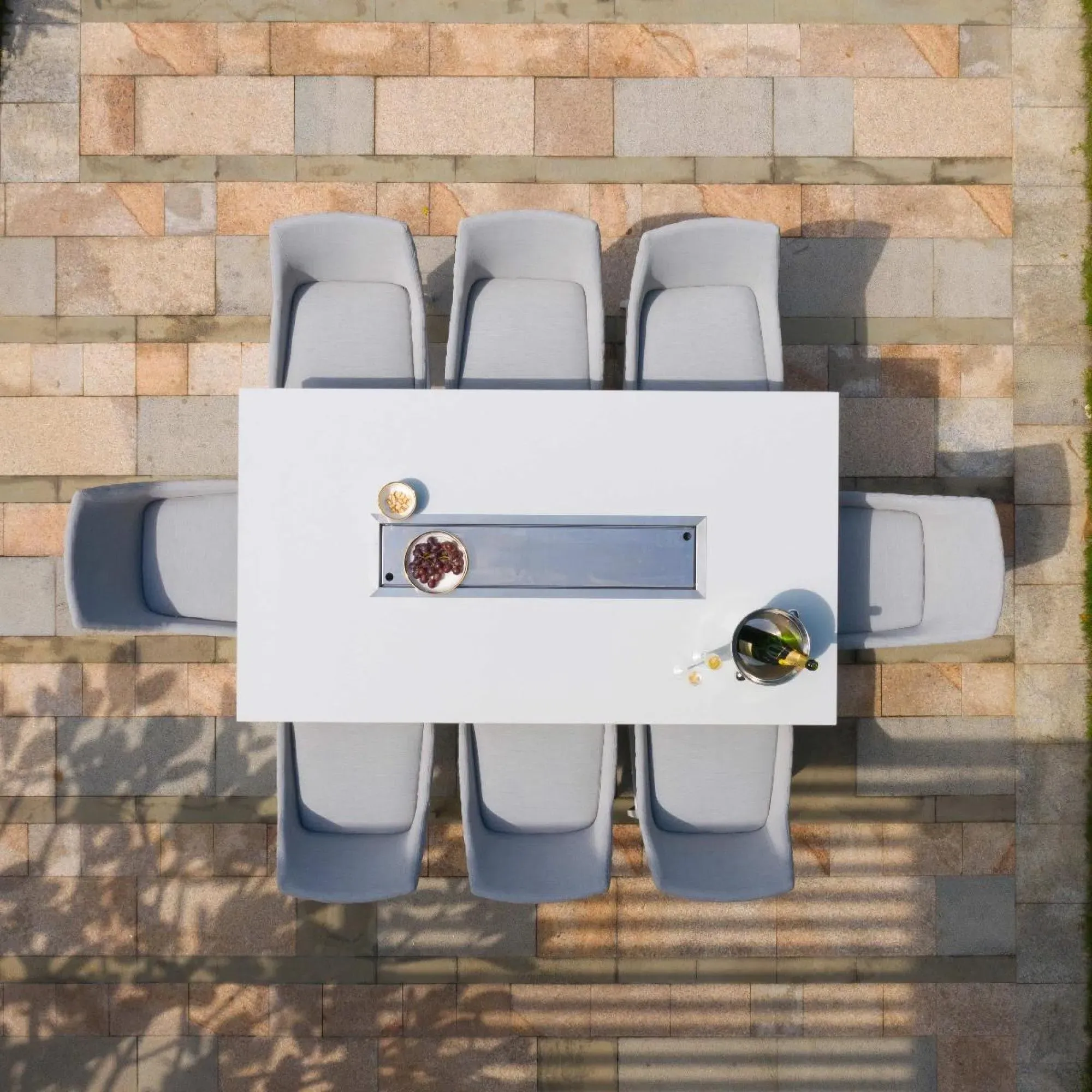 Maze Regal 8-Seater Fire Pit Garden Bar Set - Lead Chine