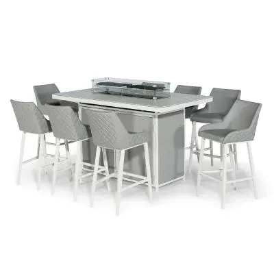 Maze Regal 8-Seater Fire Pit Garden Bar Set - Lead Chine