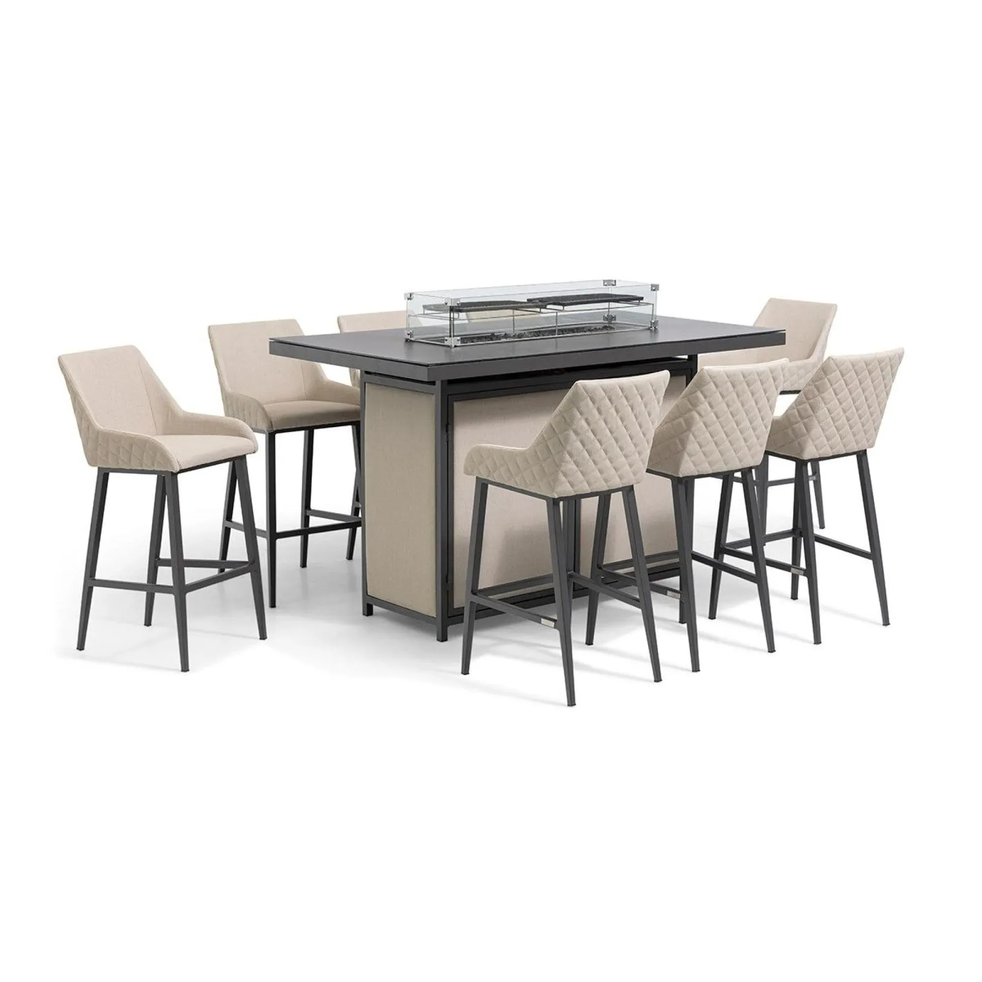 Maze Regal 8-Seater Fire Pit Garden Bar Set - Oatmeal