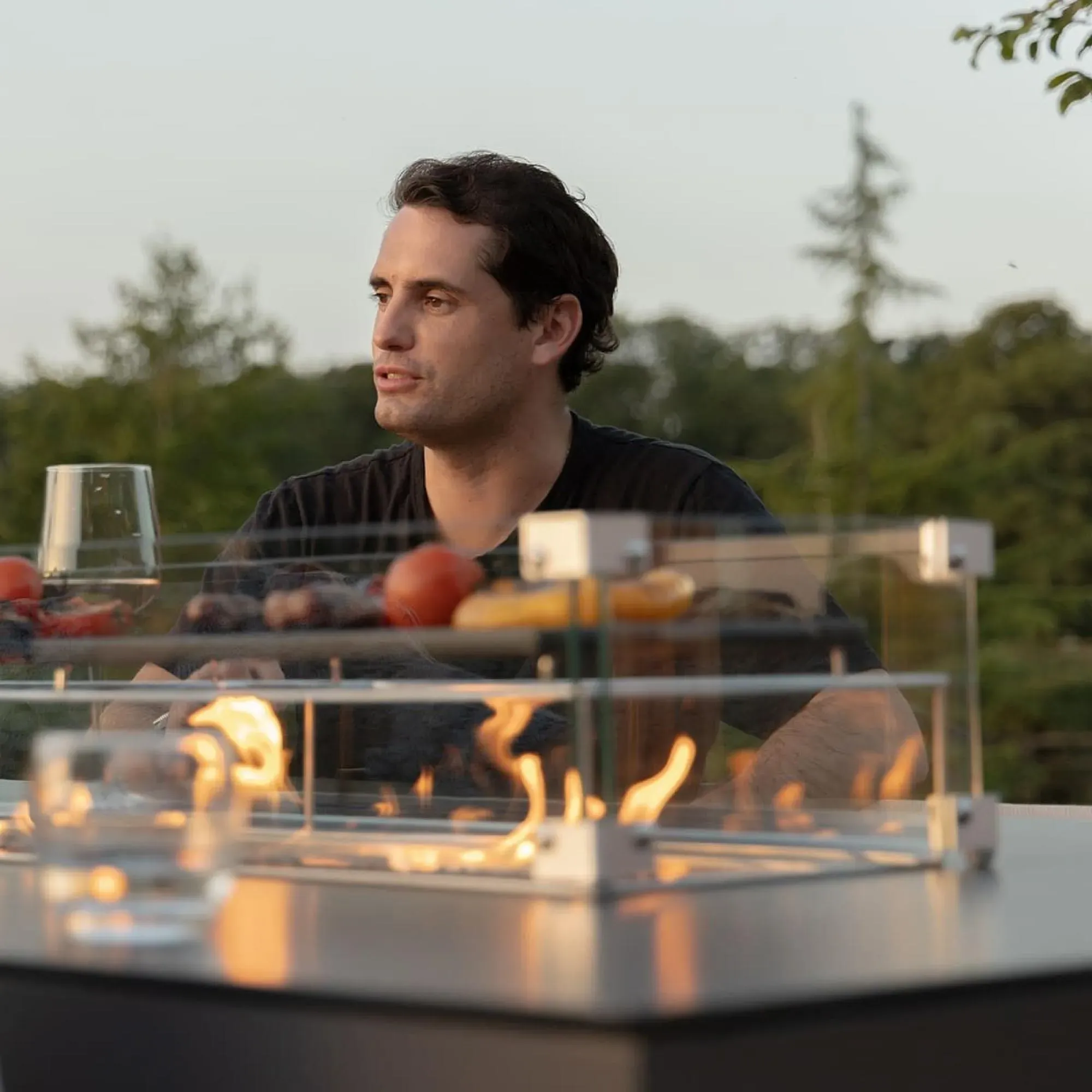 Maze Regal 8-Seater Fire Pit Garden Bar Set - Oatmeal