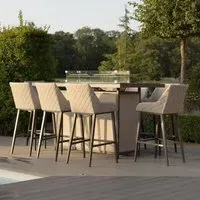 Maze Regal 8-Seater Fire Pit Garden Bar Set - Oatmeal