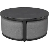 Maze Round Garden Coffee Table with Footstools - Flanelle, Aluminium