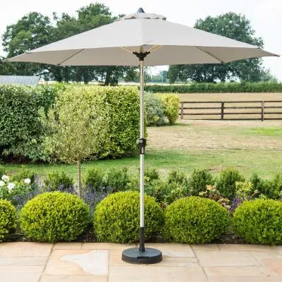 Maze Round Outdoor Parasol - Grey, Aluminium
