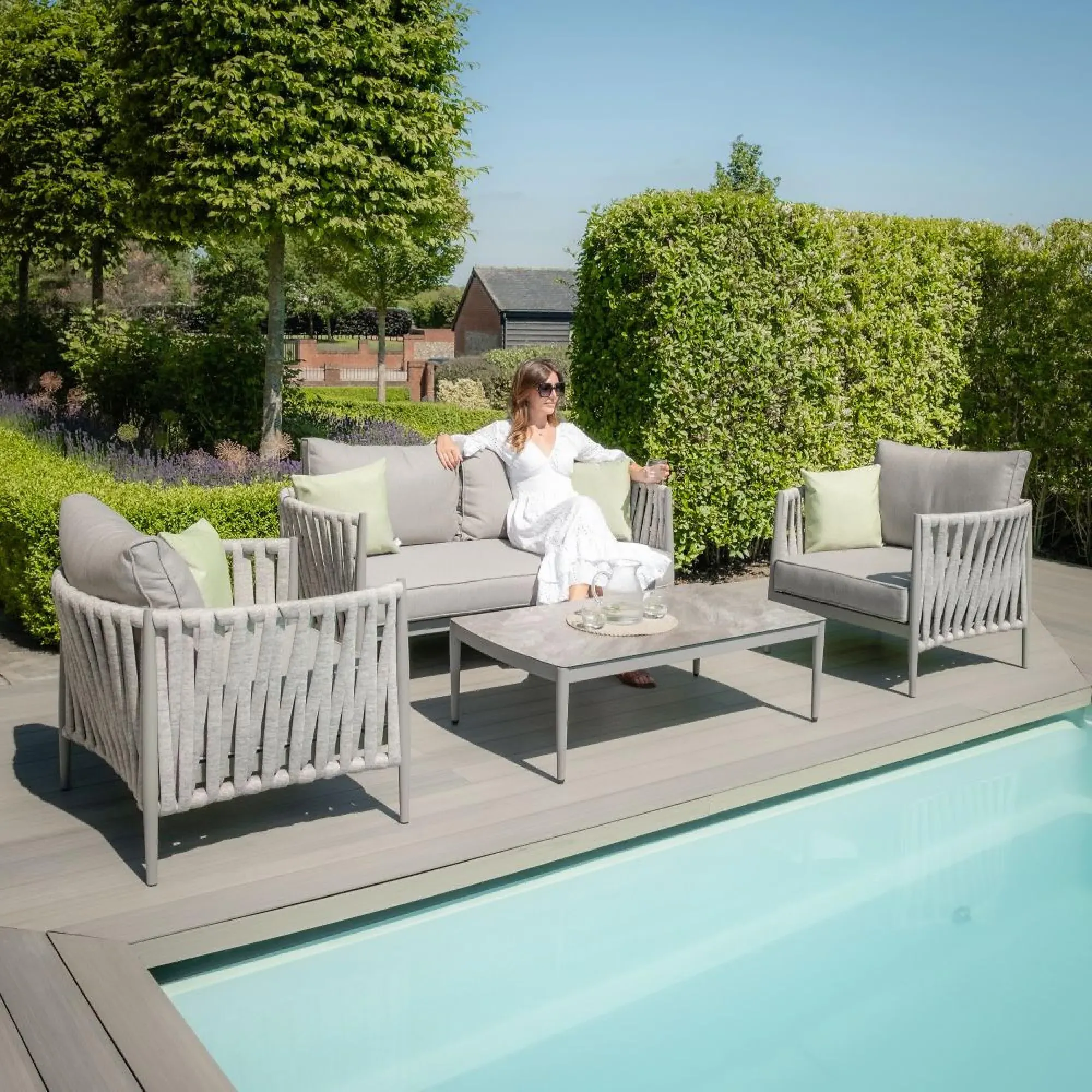 Milan 2-Seater Garden Sofa Set - Cool Linen