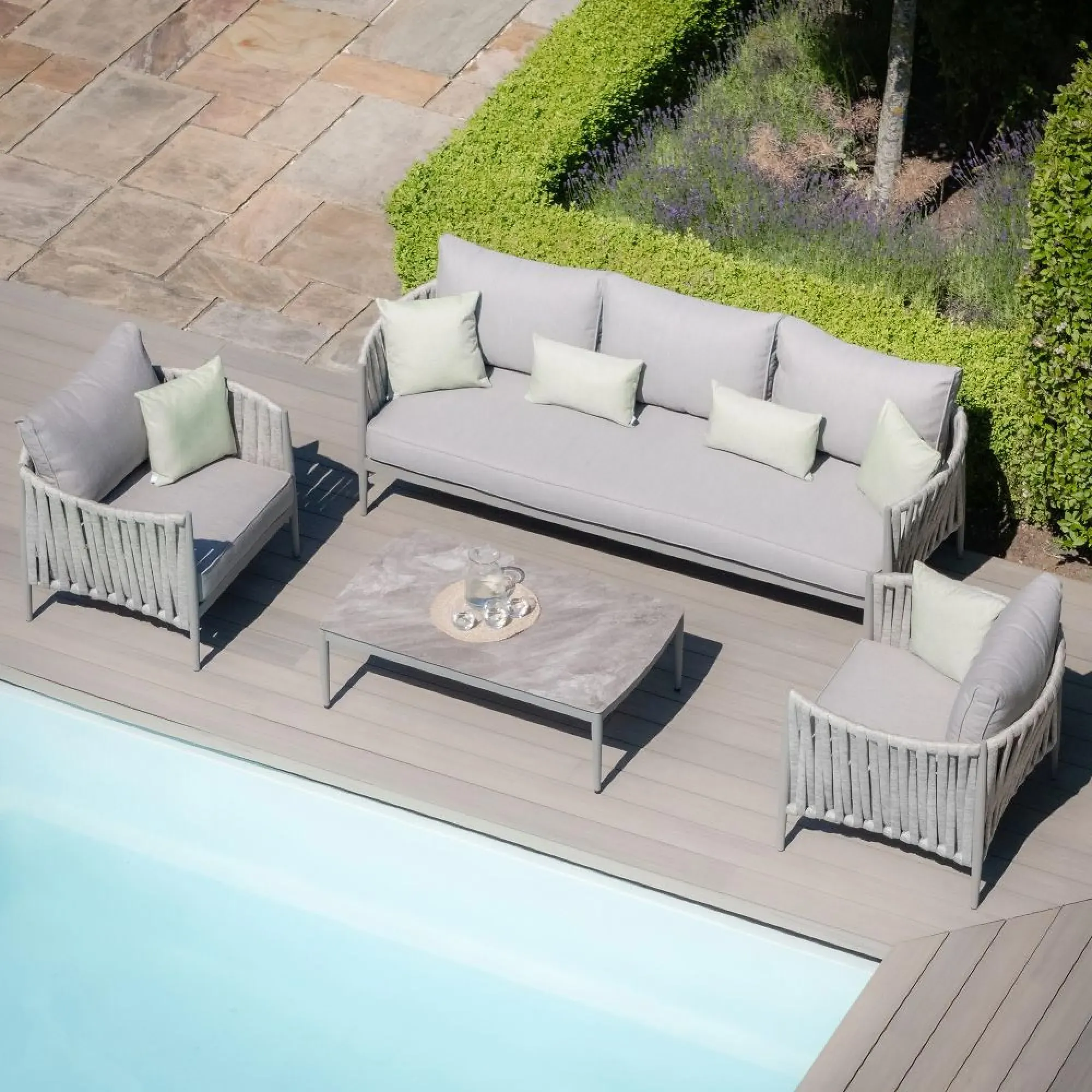 Milan 3-Seater Garden Sofa Set - Cool Linen