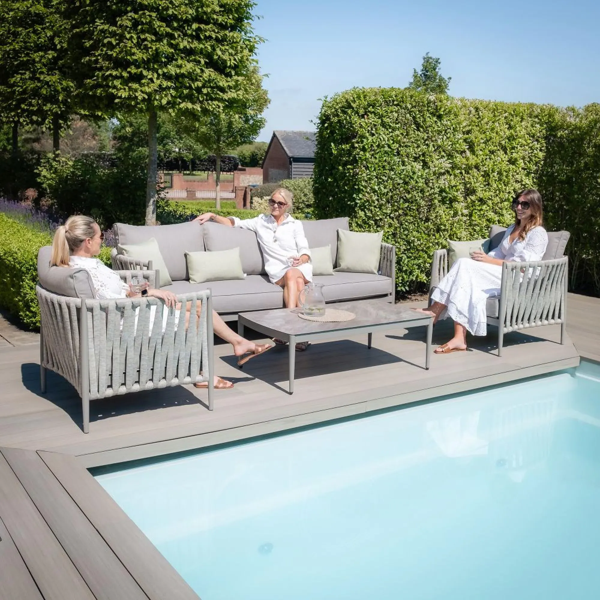 Milan 3-Seater Garden Sofa Set - Cool Linen