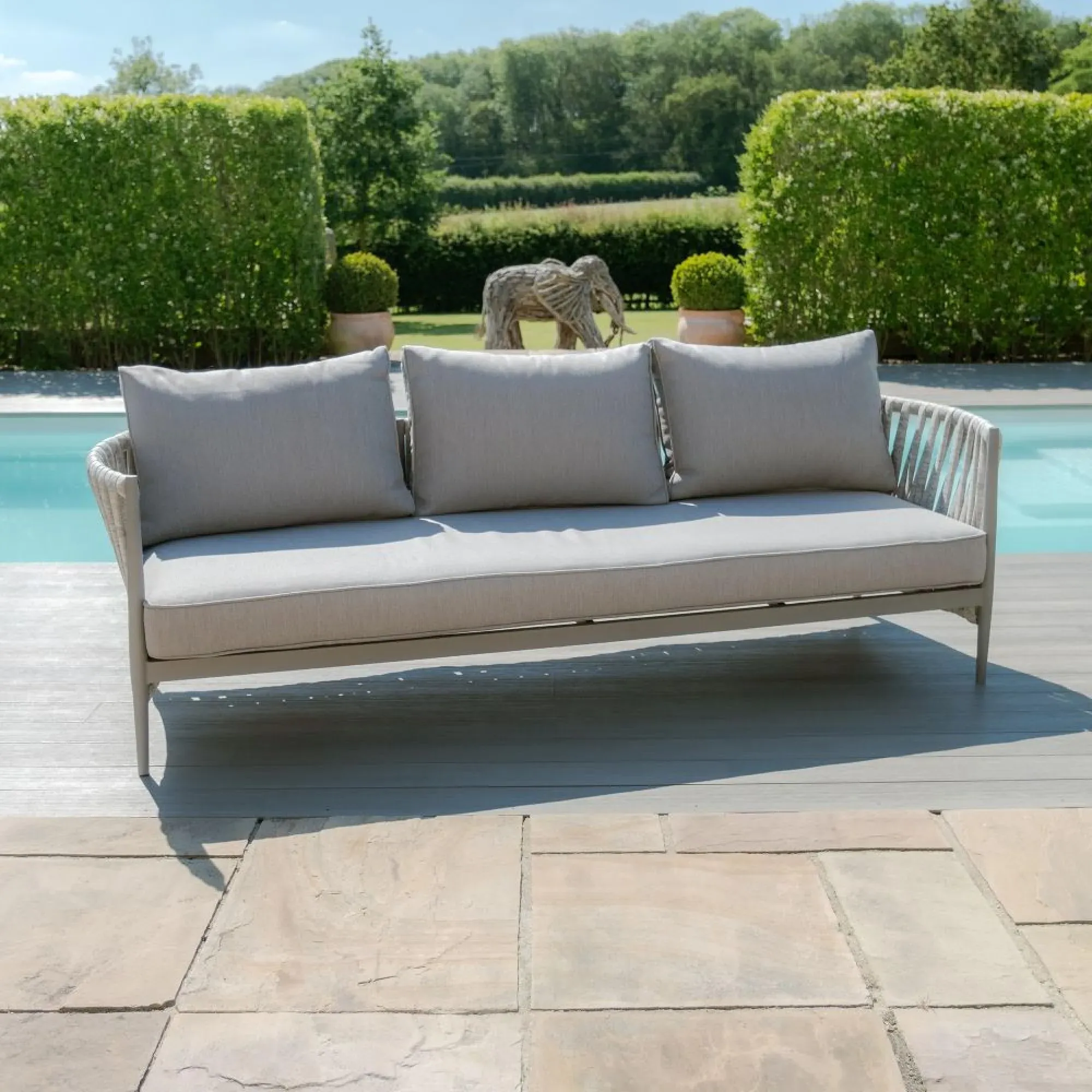 Milan 3-Seater Garden Sofa Set - Cool Linen