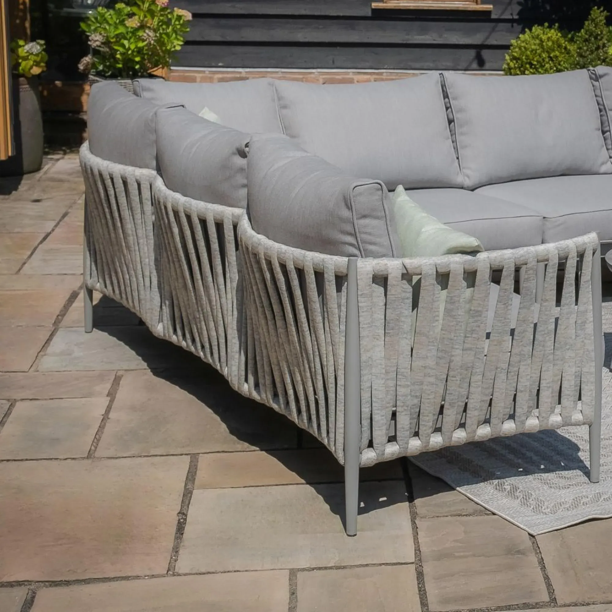 Milan Corner Garden Sofa Set - Cool Linen