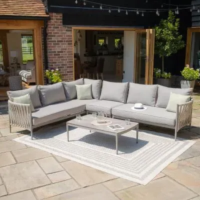 Milan Corner Garden Sofa Set - Cool Linen