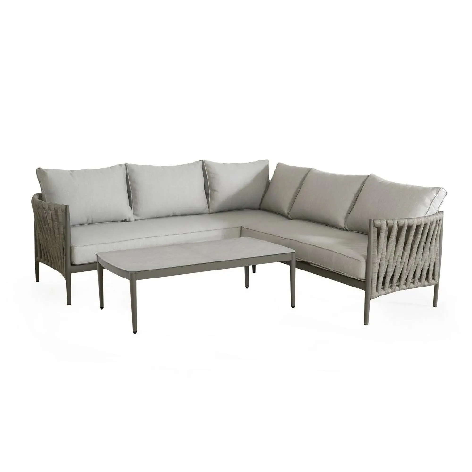 Milan Small Corner Garden Sofa Set - Cool Linen