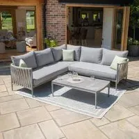 Milan Small Corner Garden Sofa Set - Cool Linen