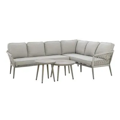 Monaco Corner Garden Sofa Set - Cool Linen