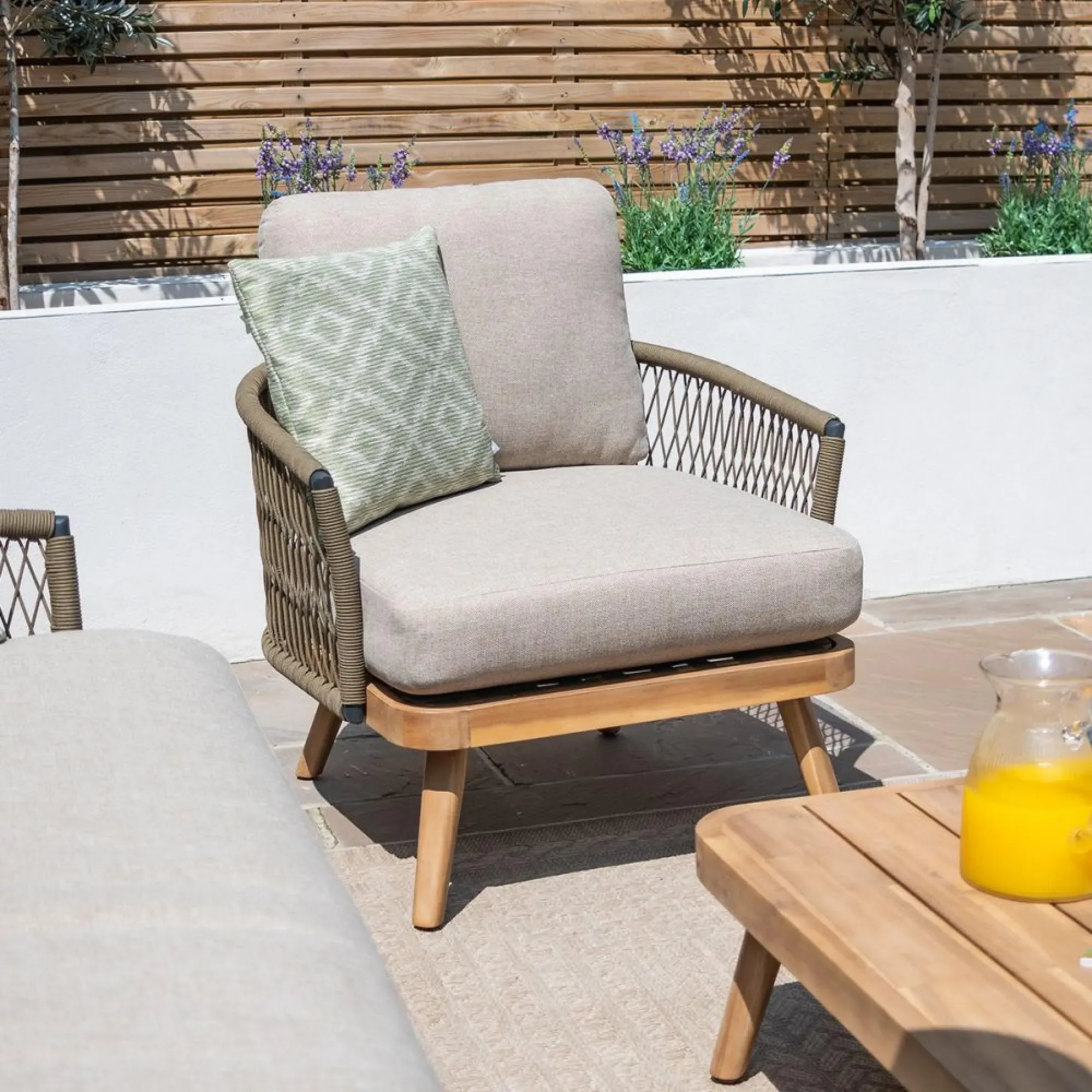 New Bali Corner Garden Sofa Set with Armchair - Sandstone