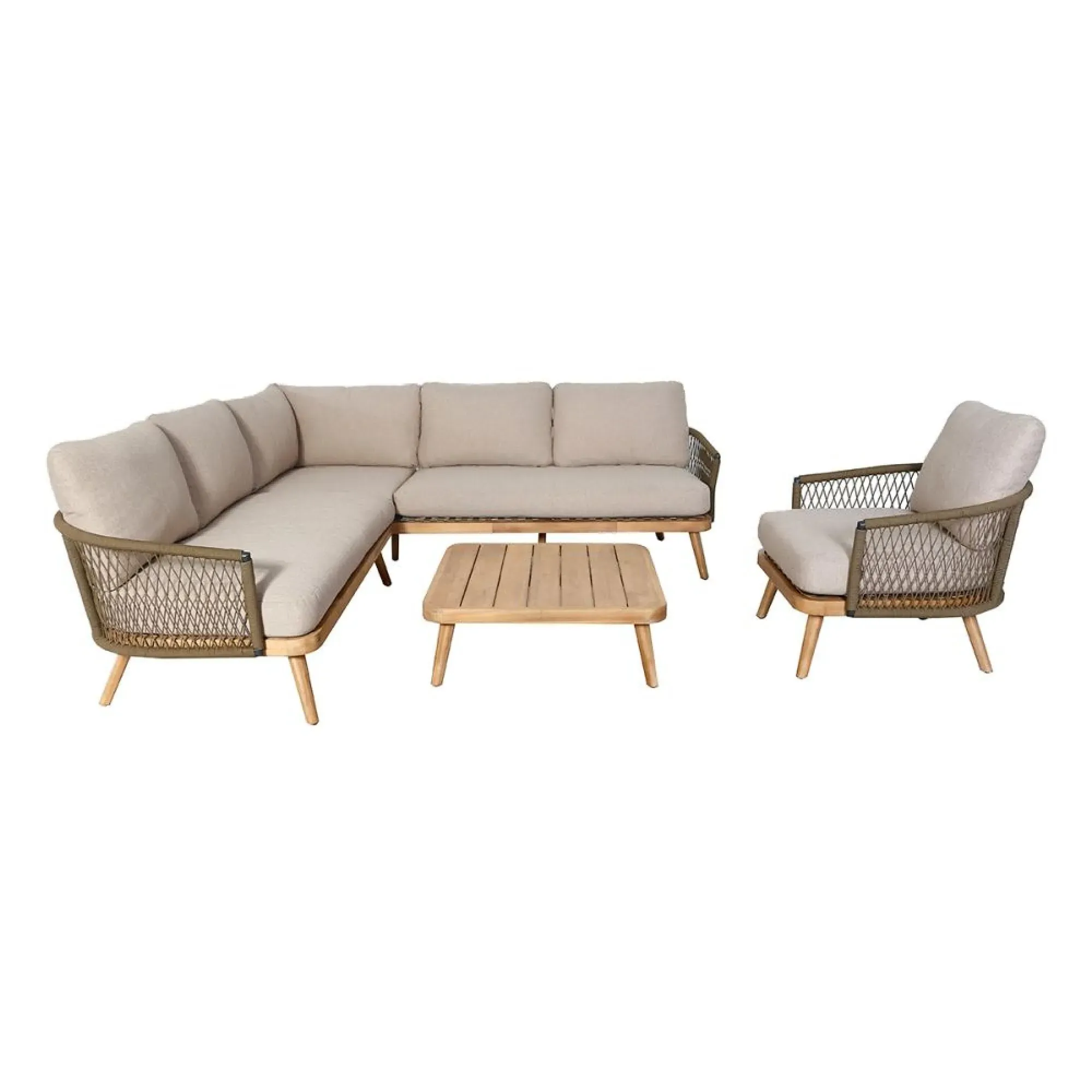 New Bali Corner Garden Sofa Set with Armchair - Sandstone