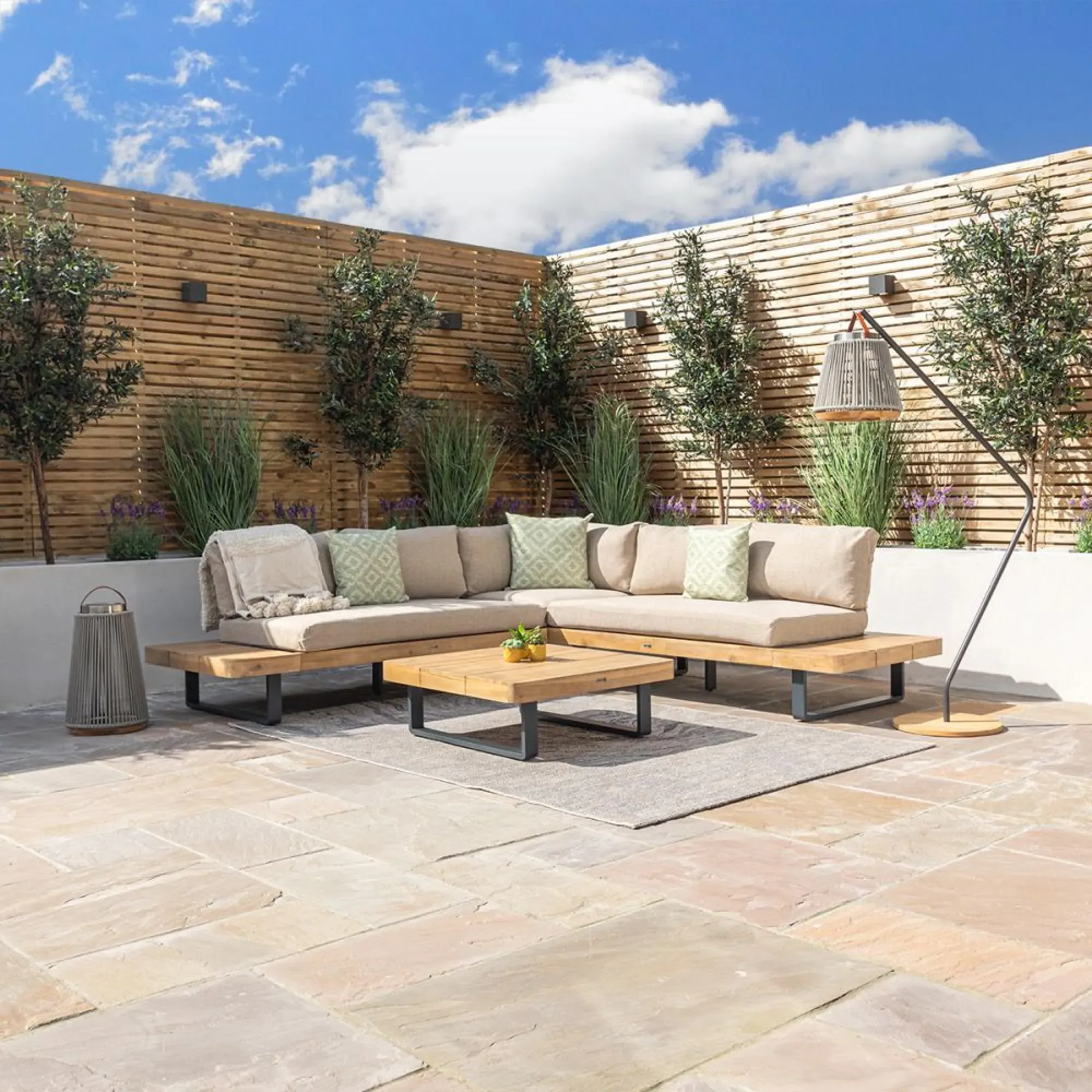 New Bali Platform Corner Garden Sofa Set - Sandstone